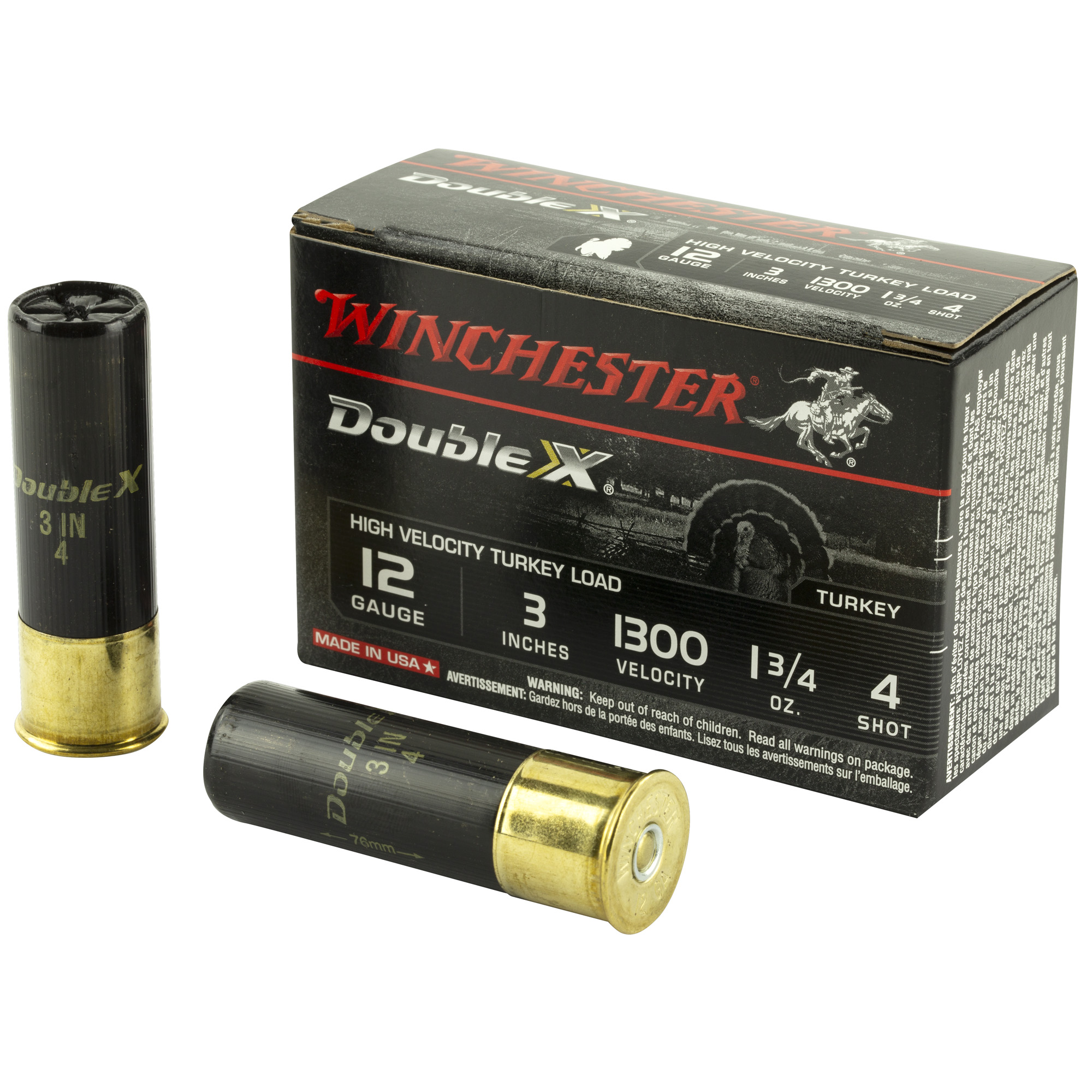 Winchester Dbl X HV Trky 12 Gauge 3″ #4 10/100 bulk ammo product image