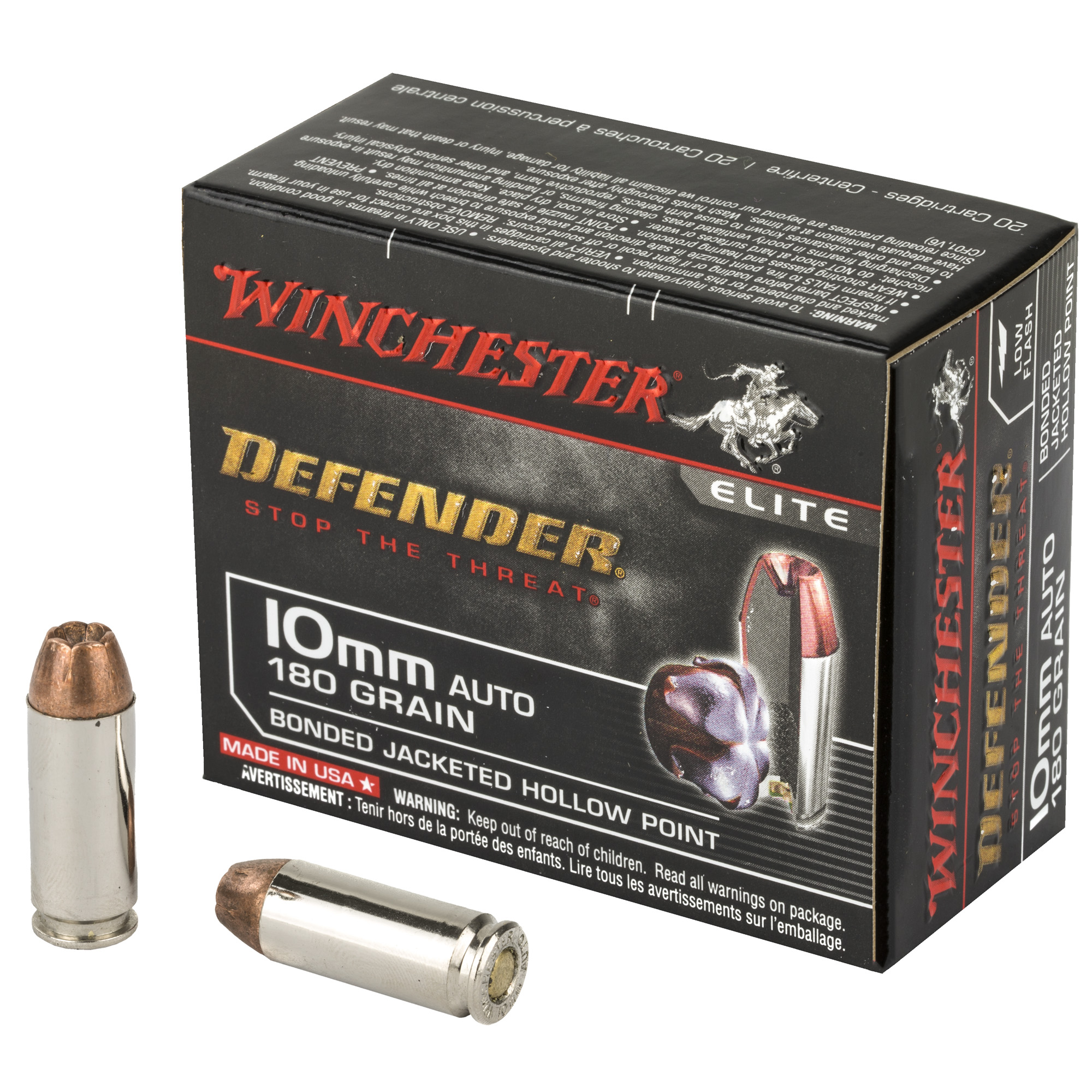 Winchester Defender 10mm 180 Grain Bjhp 20/200 bulk ammo product image