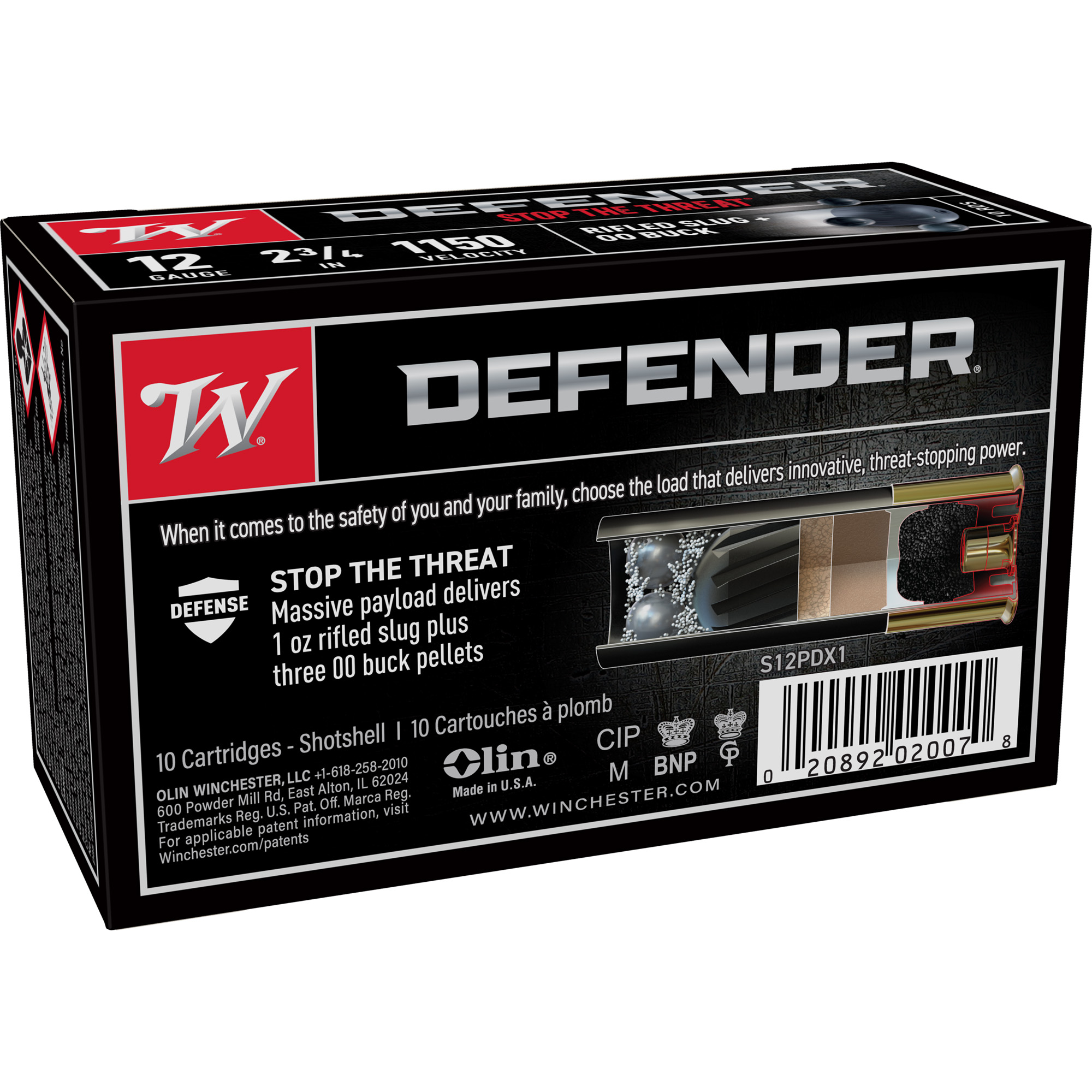 Winchester Defender 12 Gauge 2.75″ 3-00/1 oz 10/ bulk ammo product image