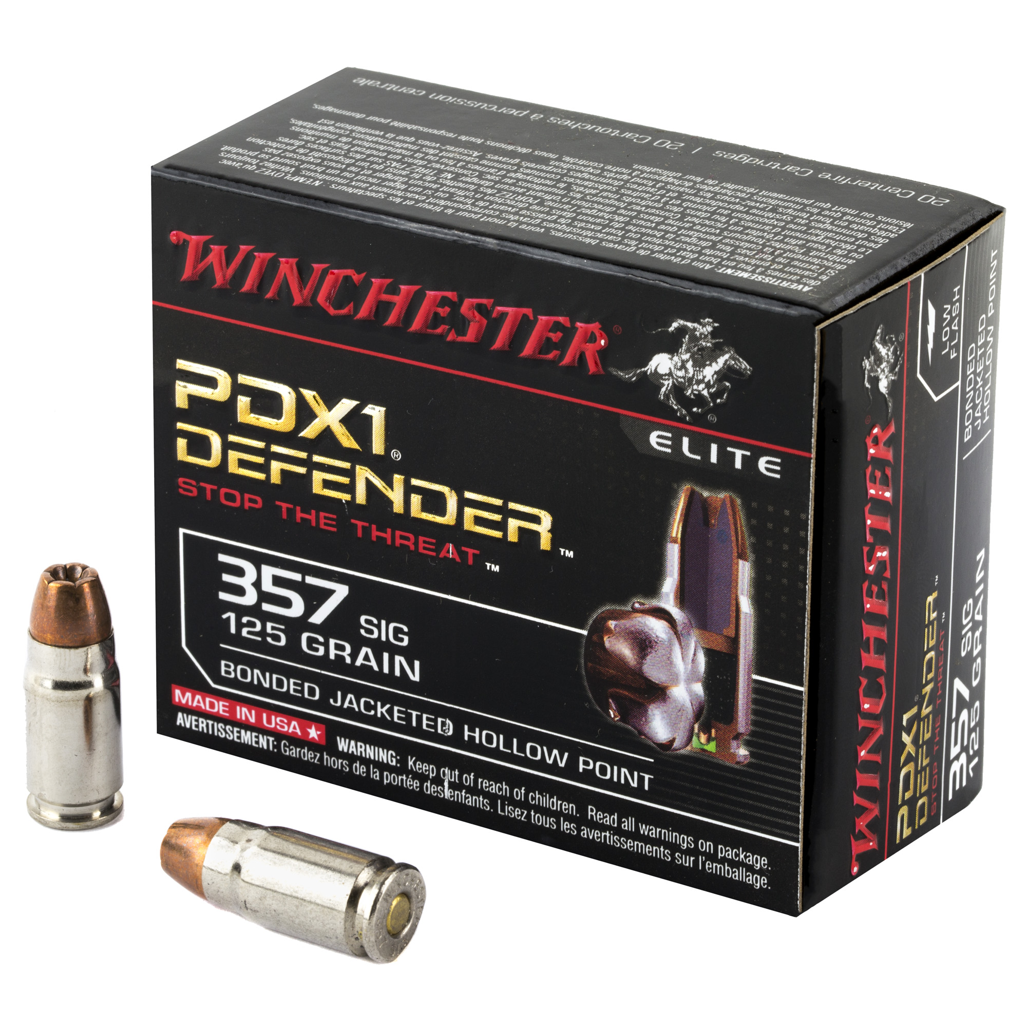 Winchester Defender 357sig 125 Grain JHP 20/200 bulk ammo product image