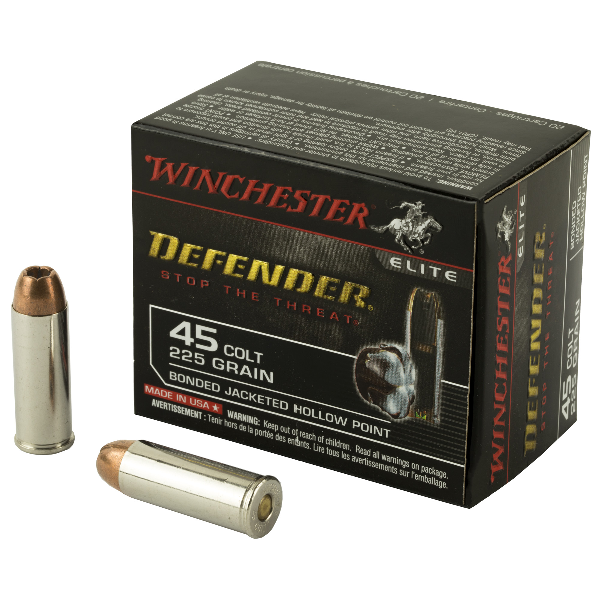 Winchester Defender 45c 225 Grain JHP 20/200 bulk ammo product image