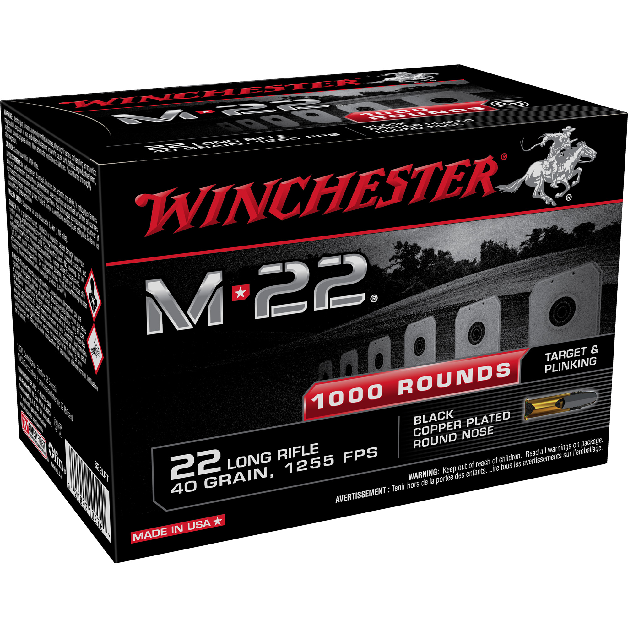 Winchester M-22 22 LR 40 Grain Cprn 1000/2000 bulk ammo product image