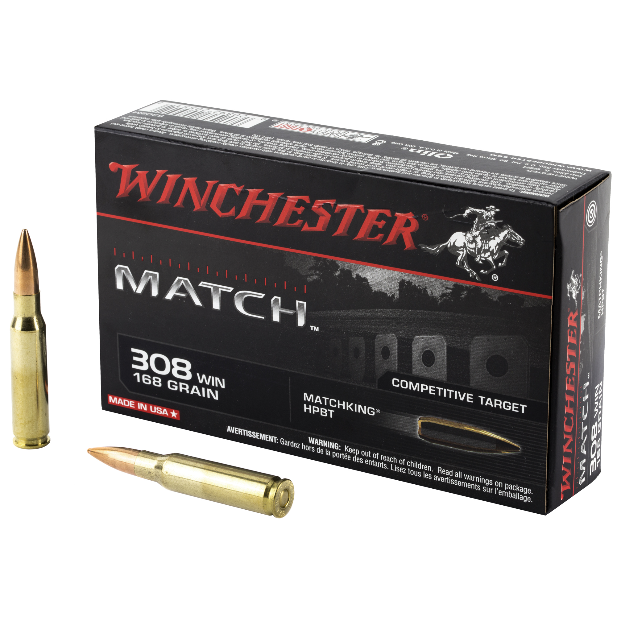 Winchester Match 308win 168 Grain Sm BTHP 20/ bulk ammo product image
