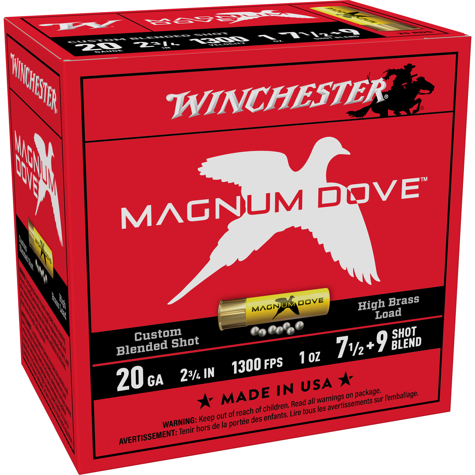 Winchester Mgnm Dove 20 Gauge 2.75″ #7.5 25/250 bulk ammo product image