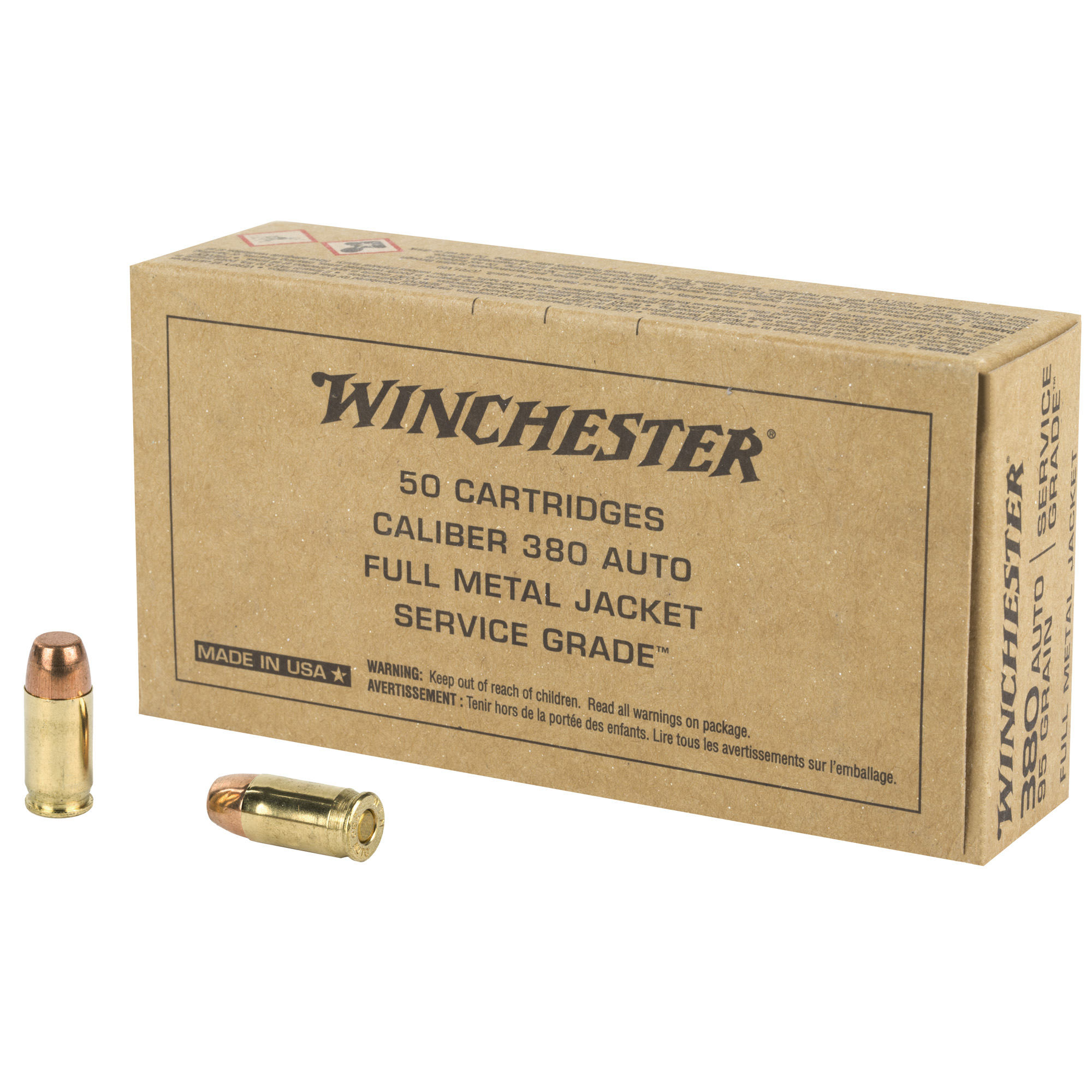 Winchester Service Grade 380 95 Grain 50/500 bulk ammo product image