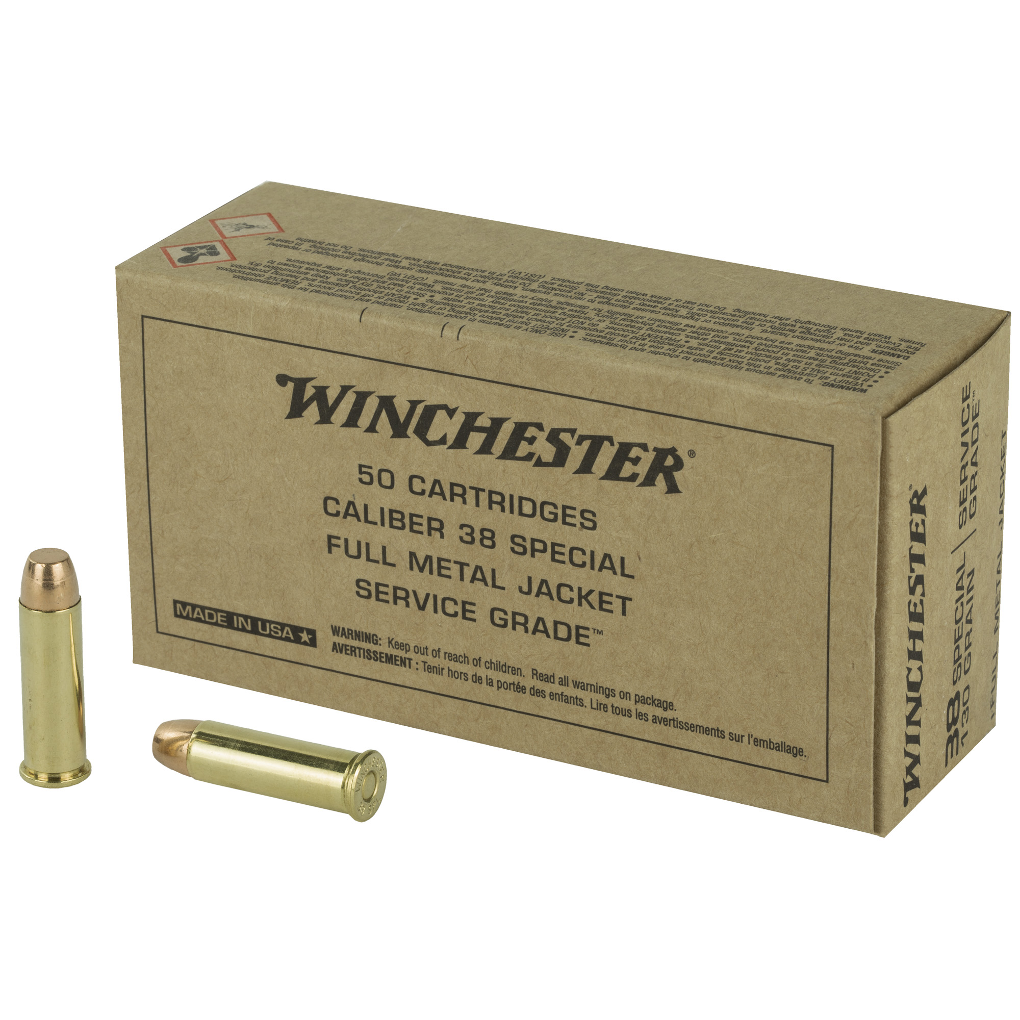 Winchester Service Grade 38spl 130 Grain 50/500 bulk ammo product image