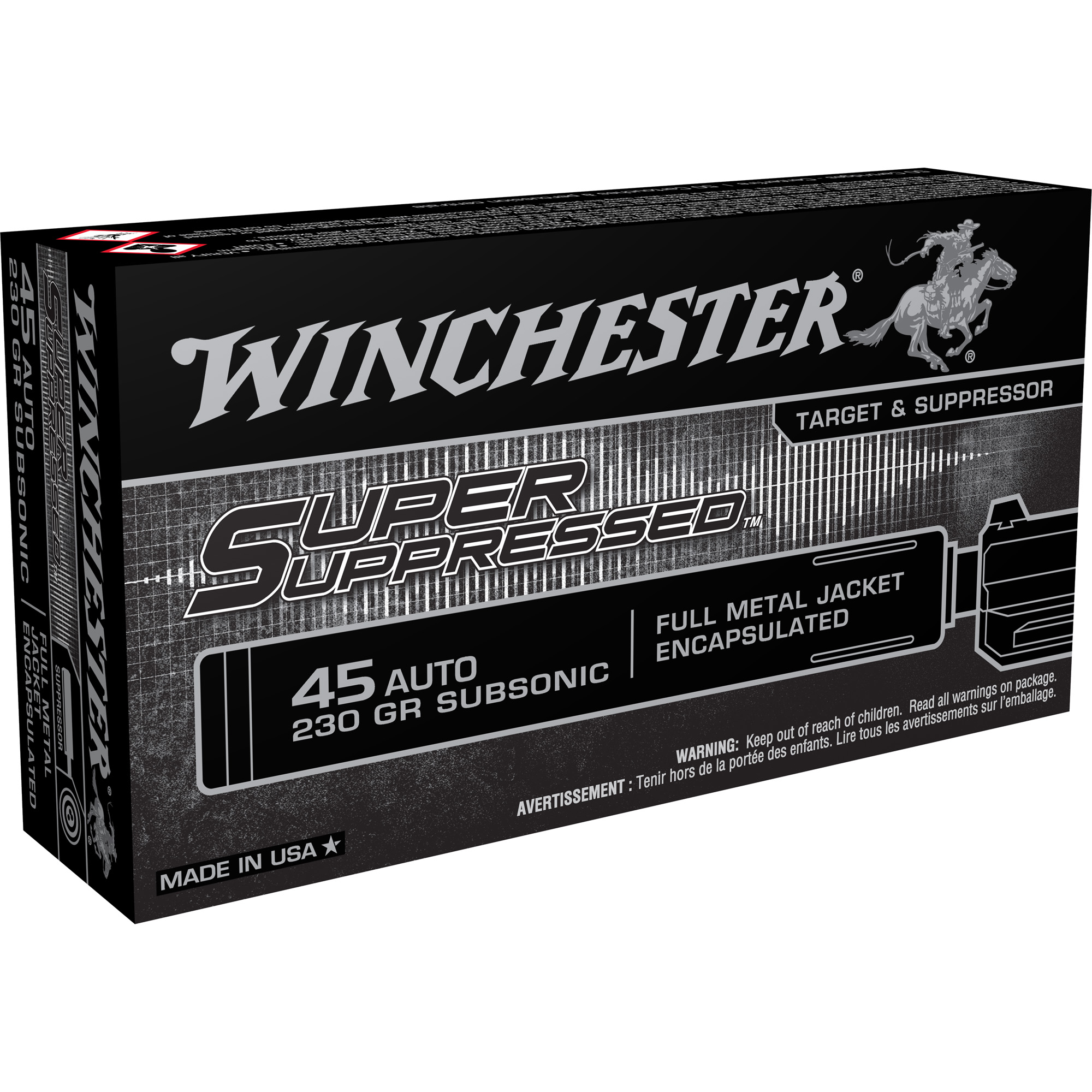 Winchester Spr Sup 45 ACP 230 Grain FMJ 50/500 bulk ammo product image