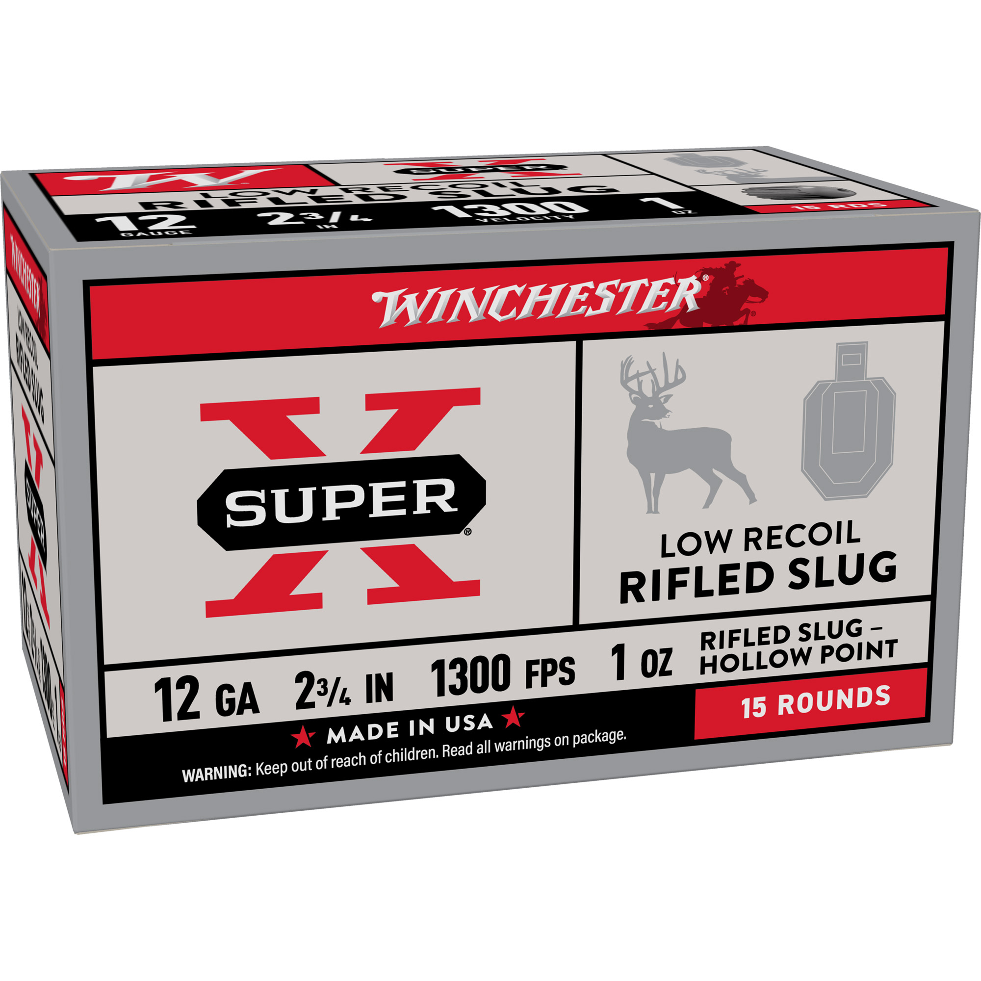 Winchester Spr-X 12 Gauge 2.75″ Rif Slug 15/150 bulk ammo product image
