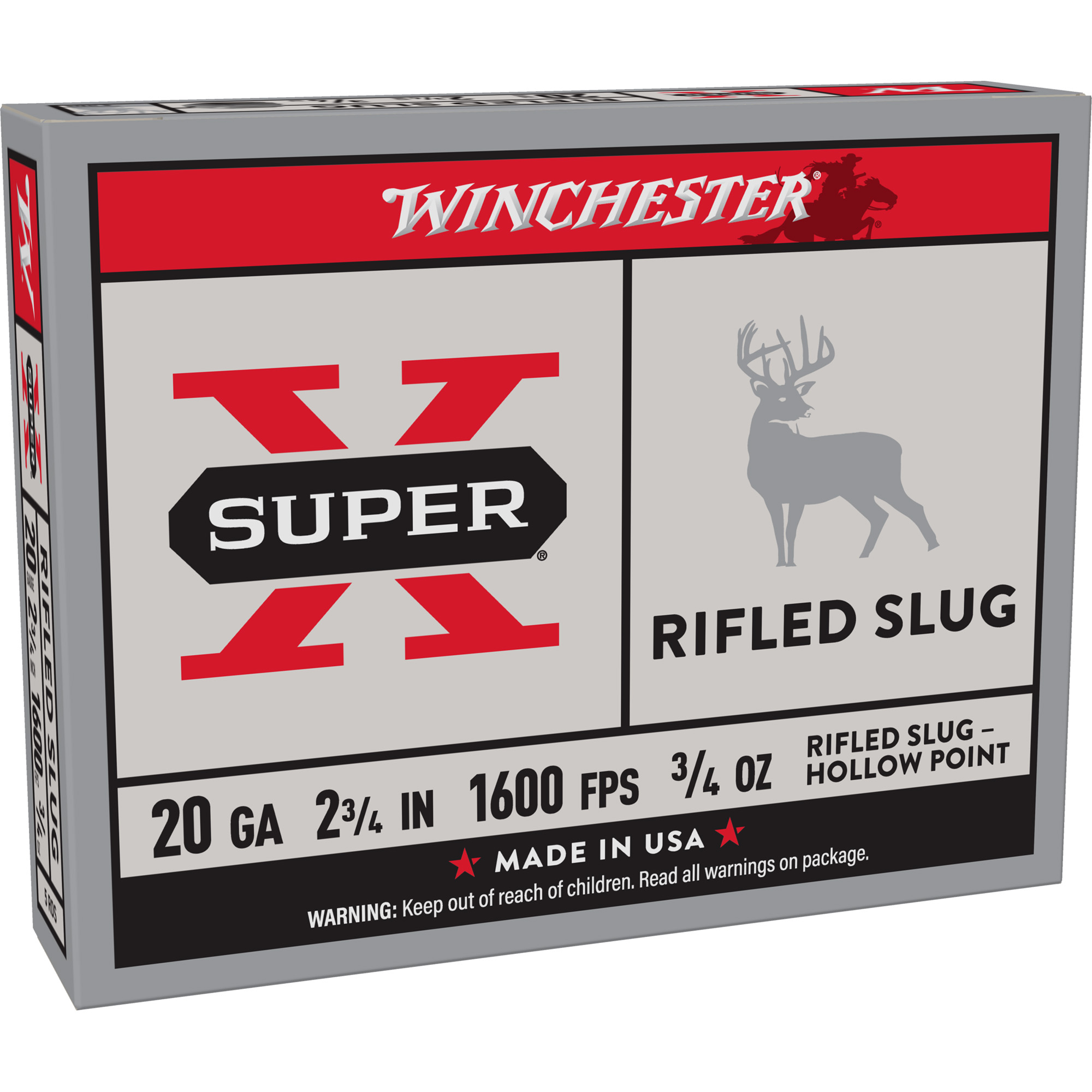 Winchester Sprx 20 Gauge 2.75″ 3/4 oz Rfld 5/250 bulk ammo product image