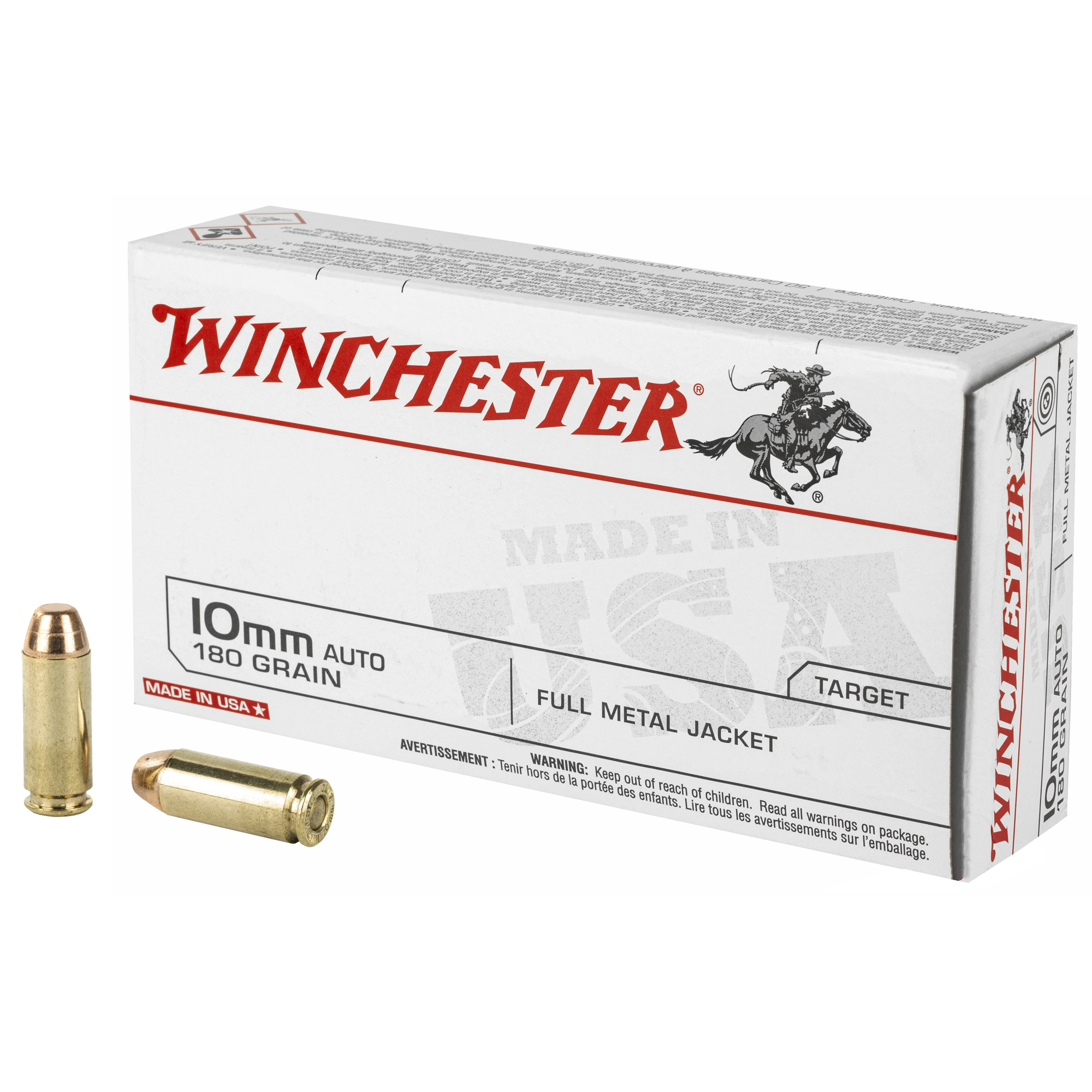 Winchester Usa 10mm 180 Grain FMJ 50/500 bulk ammo product image