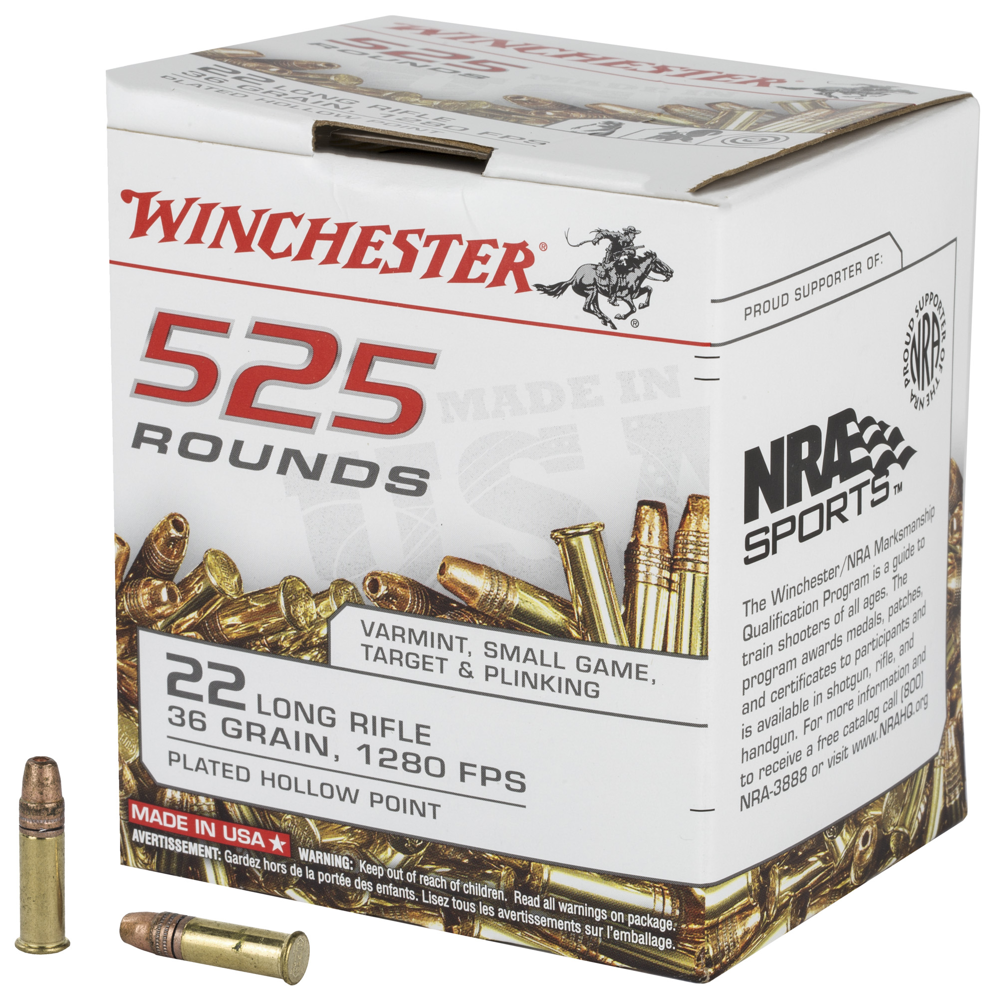 Winchester Usa 22 LR 36 Grain Cphp 525/5250 bulk ammo product image