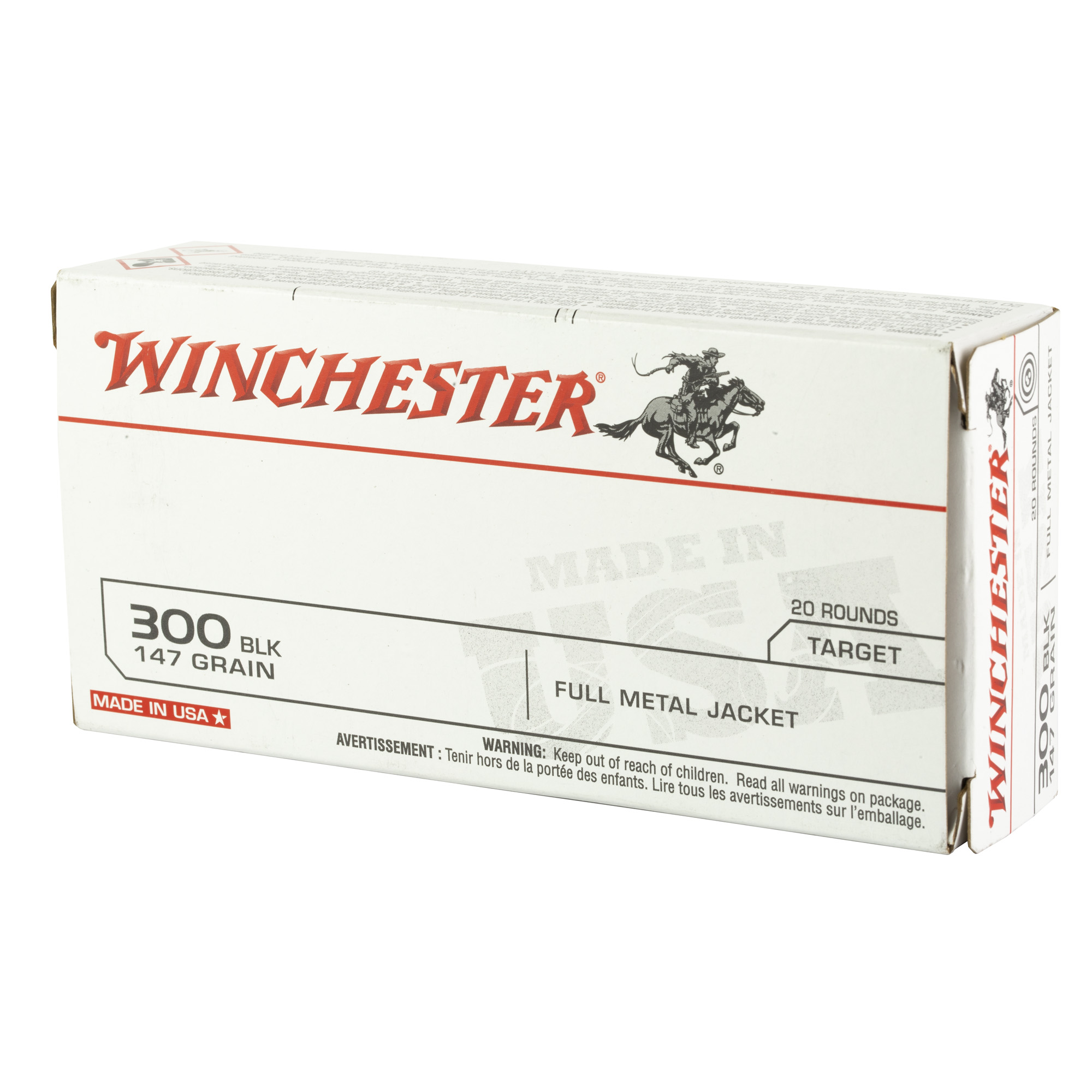 Winchester Usa 300 BLK 147 Grain FMJ 20/200 bulk ammo product image