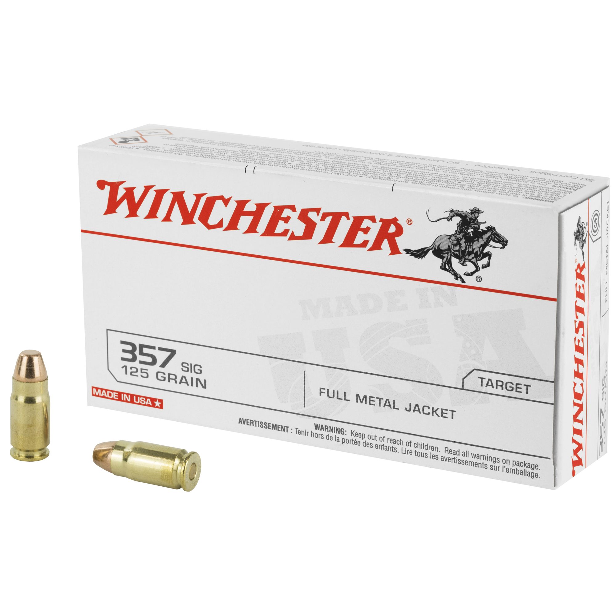 Winchester Usa 357sig 125 Grain FMJ 50/500 bulk ammo product image