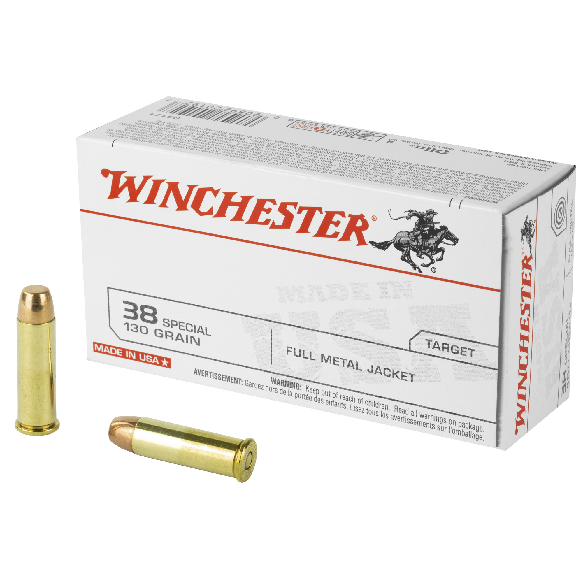 Winchester Usa 38spl 130 Grain FMJ 50/500 bulk ammo product image