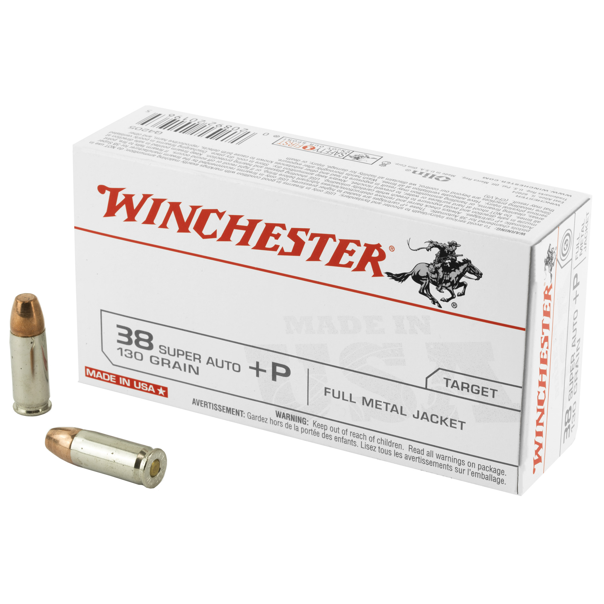 Winchester Usa 38sup +P 130 Grain FMJ 50/500 bulk ammo product image