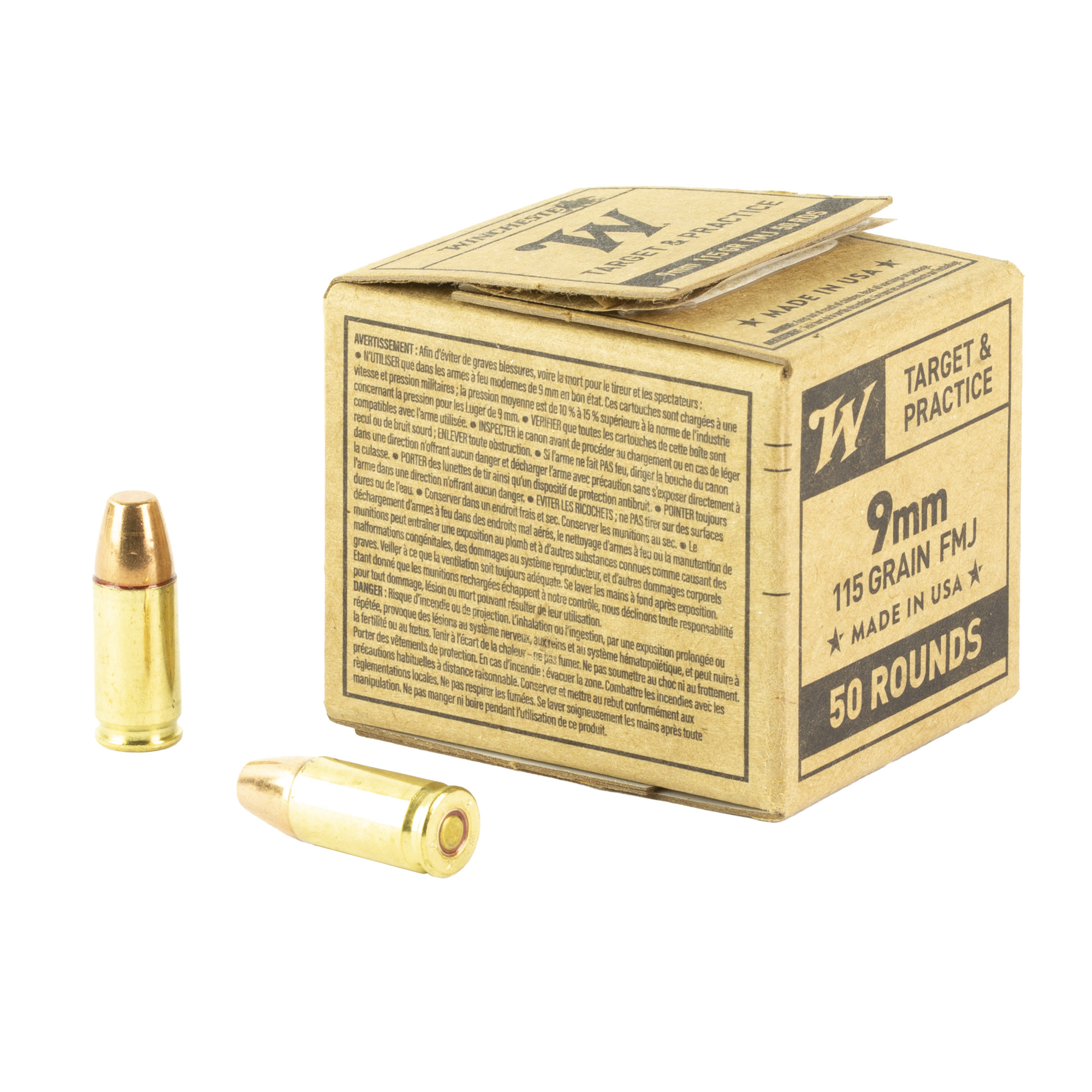 Winchester Usa 9mm 115 Grain FMJ 50/1000 bulk ammo product image