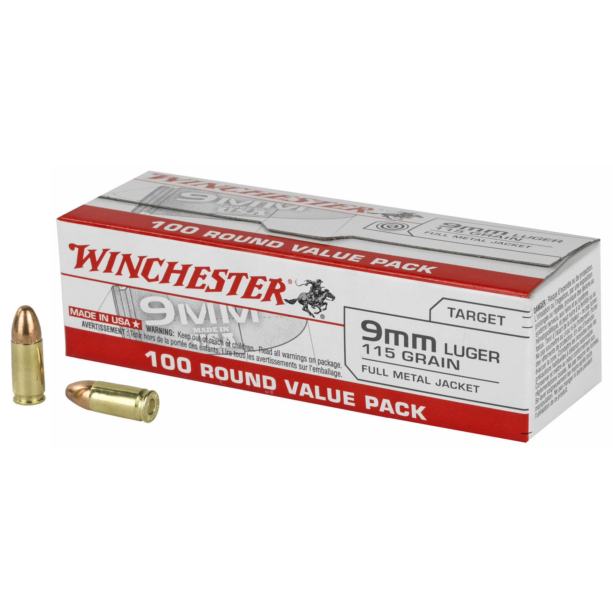Winchester Usa 9mm 115 Grain FMJ 100/1000 bulk ammo product image