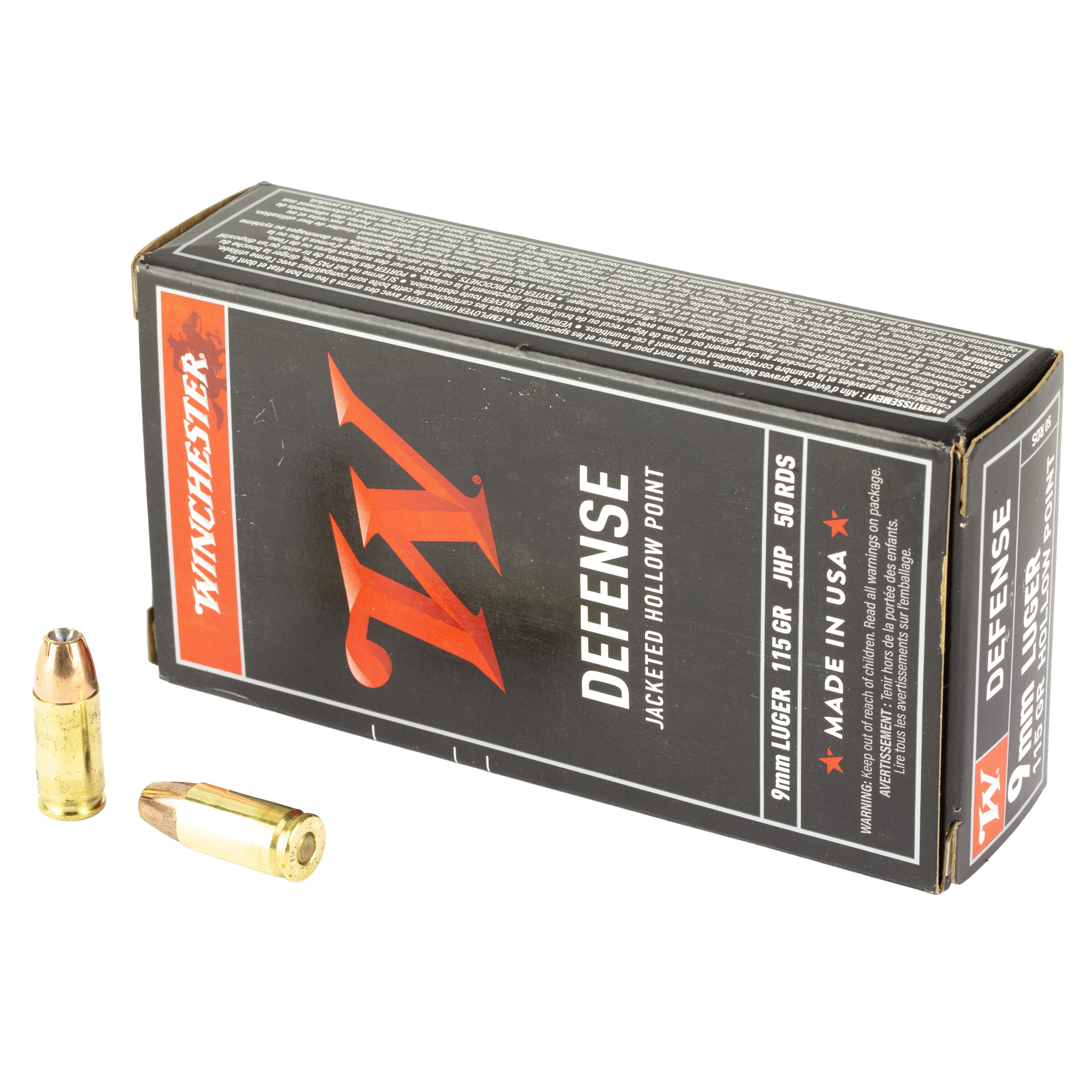 Winchester Usa 9mm 115 Grain JHP 50/500 bulk ammo product image