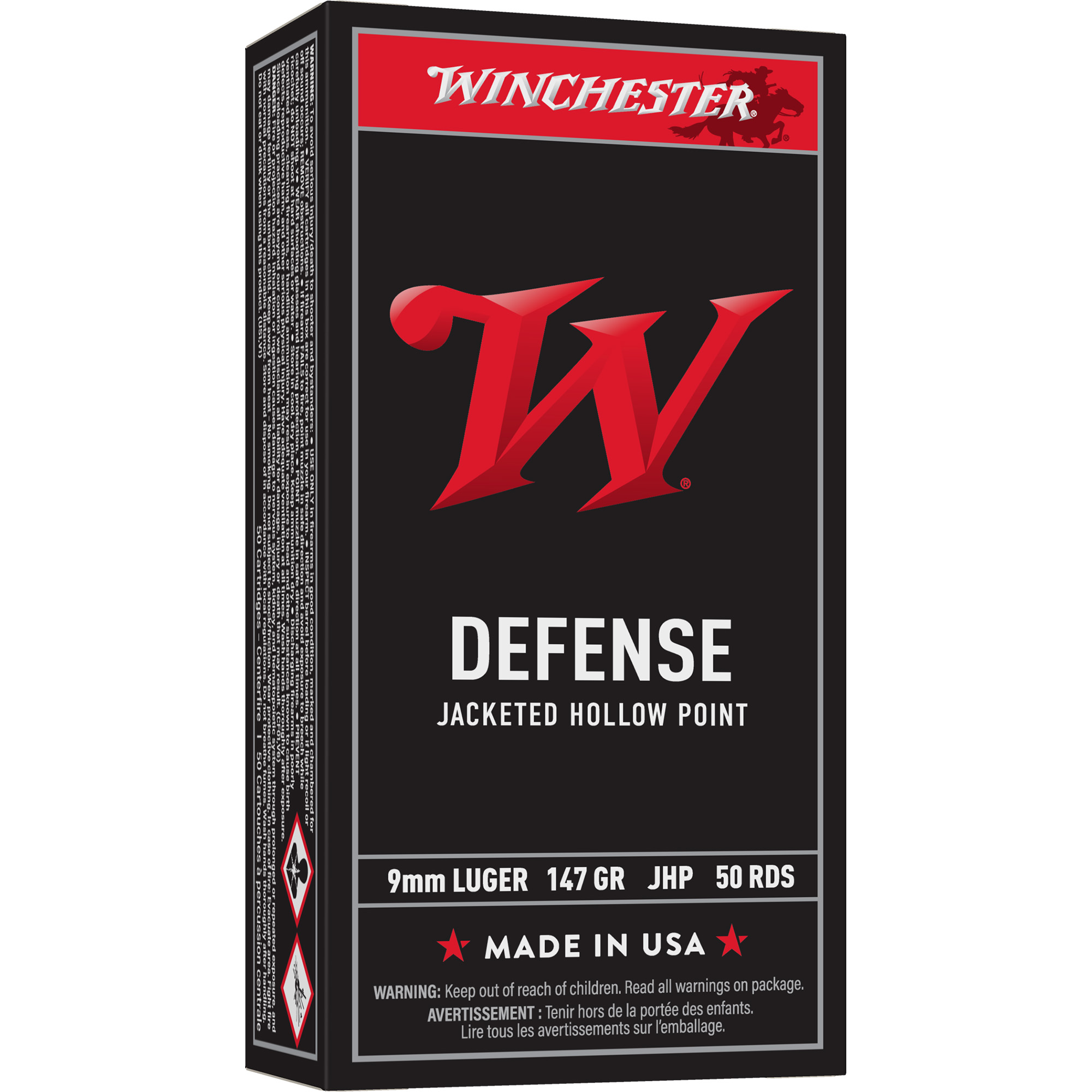 Winchester Usa 9mm 147 Grain JHP 50/500 bulk ammo product image