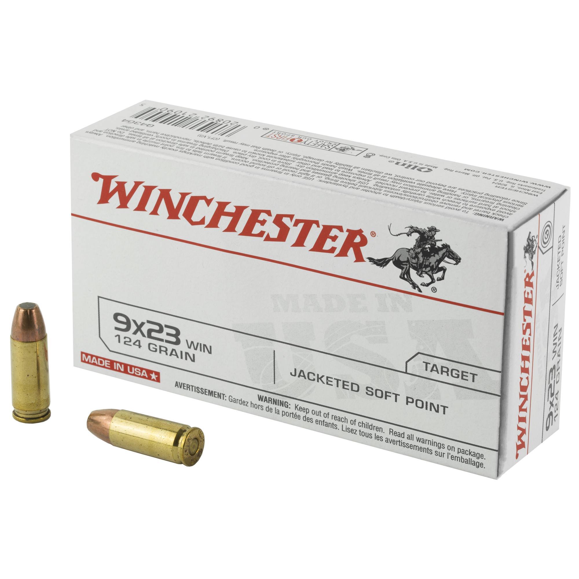 Winchester Usa 9x23win 124 Grain JSP 50/500 bulk ammo product image