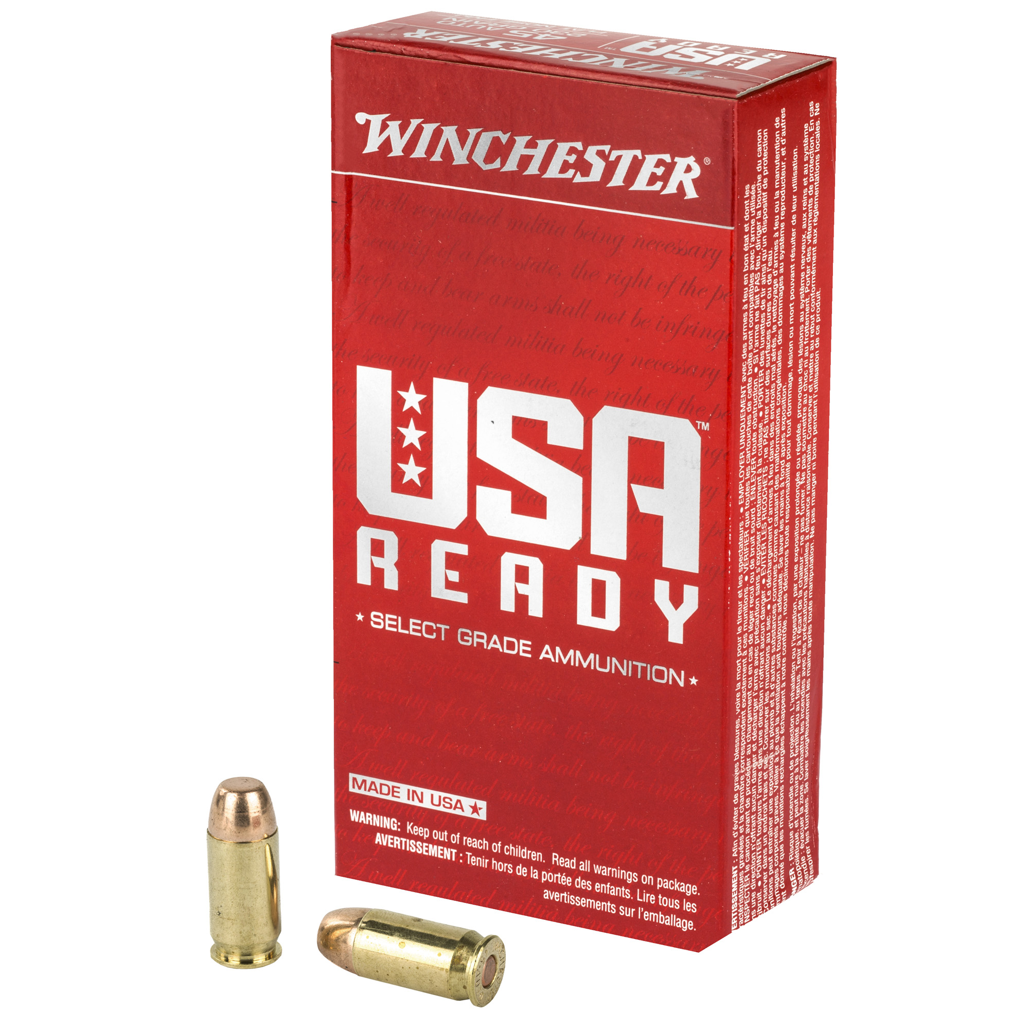 Winchester Usa Rdy 45 ACP 230 Grain FMJ 50/500 bulk ammo product image