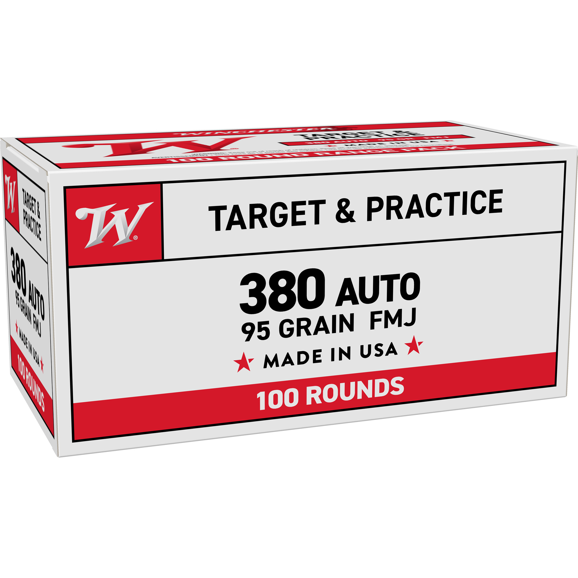 Winchester Usa Trgt 380 ACP 95 Grain FMJ 100/500 bulk ammo product image