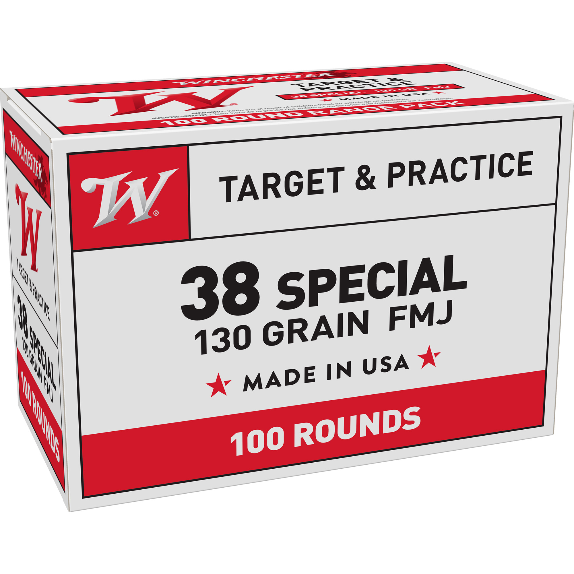 Winchester Usa Trgt 38spl 130 Grain FMJ 100/500 bulk ammo product image