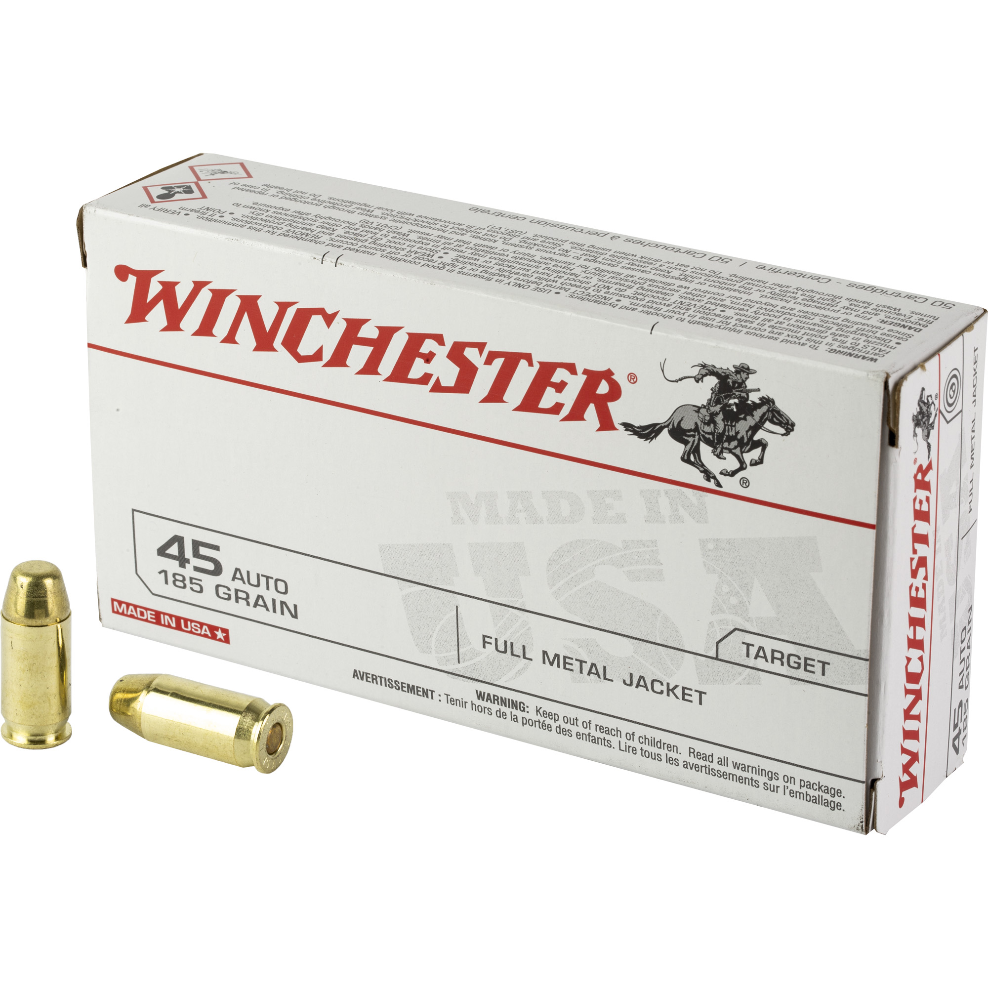 Winchester Usa Trgt 45auto 185 Grain FMJ 50/500 bulk ammo product image