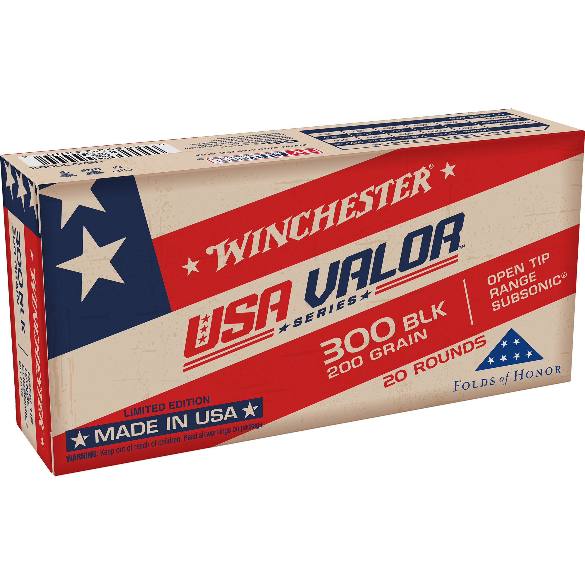 Winchester Usa Valor 300 BLK 200 Grain 20/200 bulk ammo product image