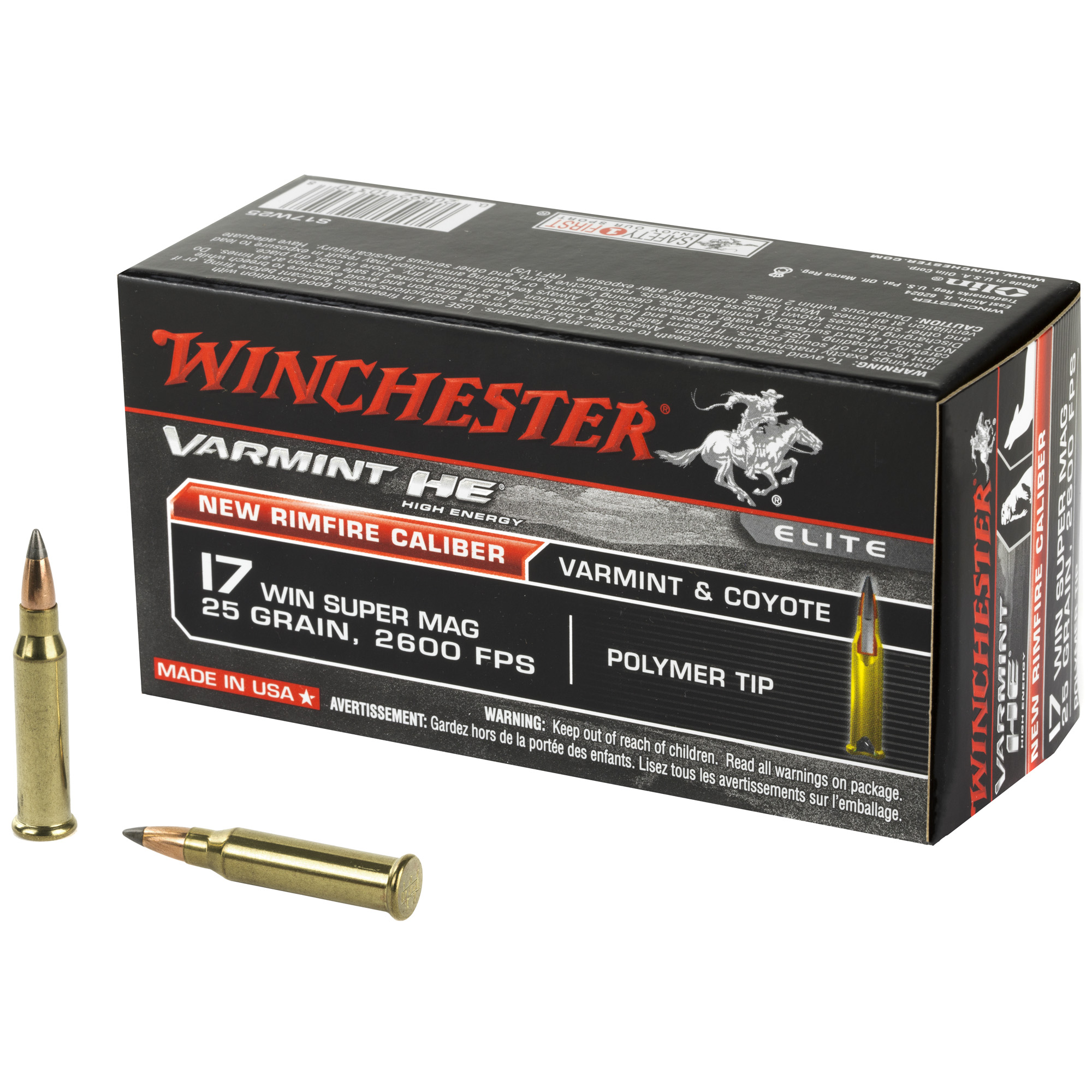 Winchester Varmint He 17wsm 25 Grain Pt 50/500 bulk ammo product image